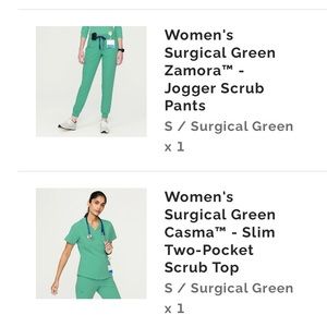 FIGS Surgical green scrub set size small